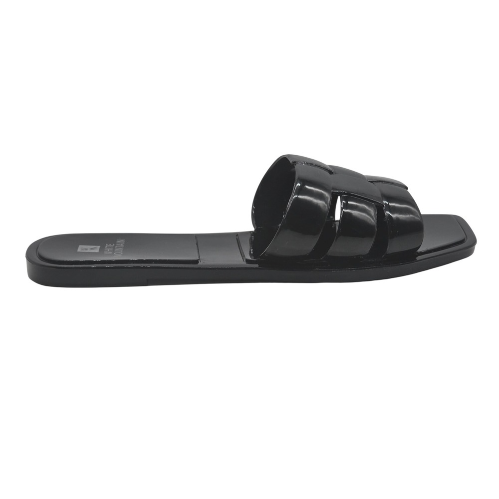White Mountain Mangos Womens 7 Black Woven Slide Sandals Square Toe